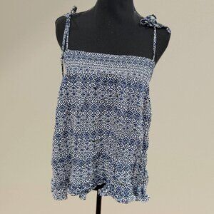 Boho Blue Printed Tie-Strap Tank Top 💙